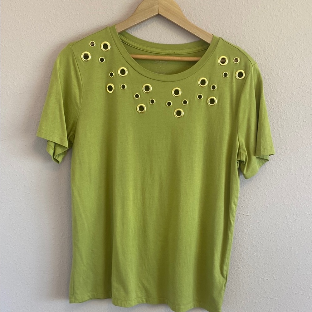 Michael Korn Green Eyelet Embellished Women's Top Size M